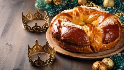 Wall Mural - epiphany cake kings cake or rosca de reyes