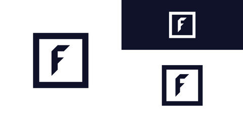Square shape style letter F logo design. Premium Vector