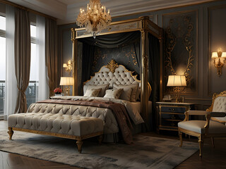 Wall Mural - bedroom fit for royalty, warm, relaxing face.