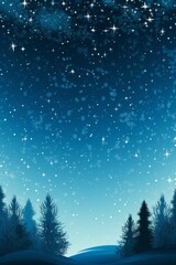 Canvas Print - a blue sky with stars and a mountain in the background