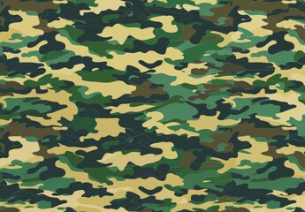 Wall Mural - Camouflage texture in military design repeats seamlessly, ideal for army and hunting in green.