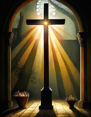 Canvas Print - cross in the night