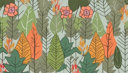 Canvas Print - Pattern with leaves style 01