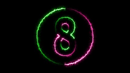 Wall Mural -  number eight glowing neon sign  