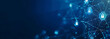 © sornram - Digital network with secure connections symbolizing data protection and cybersecurity in a dark blue background.