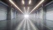 © Artem - Empty clean futuristic warehouse. Background image. Created with Generative AI technology.