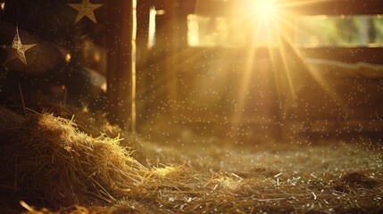 Wall Mural - Nativity scene, manger and star, Merry Christmas