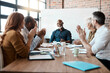 © peopleimages.com - Portrait, business people and clapping hands in office for meeting success, achievement and good news. Boardroom, mature ceo and public relations team for celebration, applause and target victory