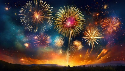 fireworks in the night sky