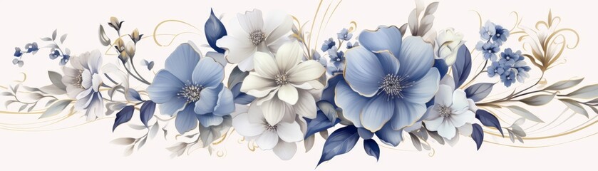 Wall Mural - A flowery background with pink and white flowers. The flowers are arranged in a way that creates a sense of movement and flow. The background is white, which makes the flowers stand out