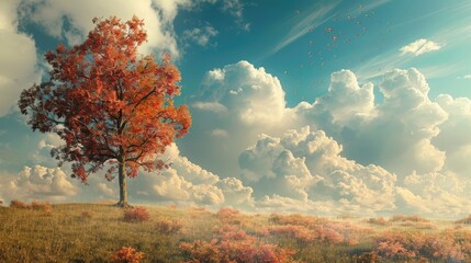 Scenic beauty of trees and clouds