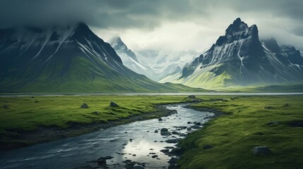 Wall Mural - landscape with lake