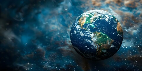 Macro shot of Earth promoting environmental awareness and net zero carbon. Concept Environmental Awareness, Earth Macro Photography, Net Zero Carbon, Sustainable Living