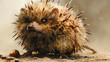 © Oleksandr - A graphic fantasy design of a choleric and grubby fluffy hedgehog with pointed spikes.