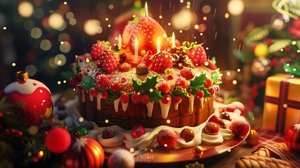 Wall Mural - A digital fruitcake, bursting with interactive surprises and festive animations