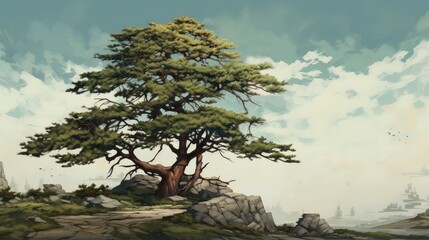 Poster - tree in the mountains