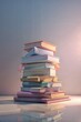 © Pablo Kluba - School book stack with pink background or poster with copy space. School banner for education advertising symbolizing knowledge and education, learning, study