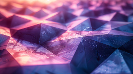 Wall Mural - A vibrant abstract image featuring a pattern of geometric hexagons illuminated by colorful light reflections
