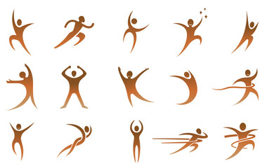 Wall Mural - Creative silhouette body fitness sport gym logo elegant design vector icons illustration