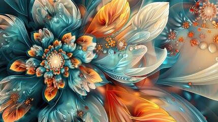 Wall Mural - intricate abstract pattern created from fractal flower for graphic design and wrapping paper