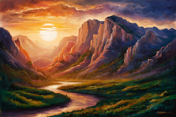 Poster - sunrise over the mountains