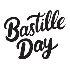 Sticker - Happy Bastille Day text banner lettering black. Hand drawn vector art.