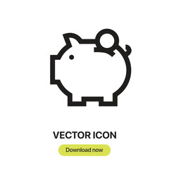Fototapete - Piggy Bank icon vector. Linear-style sign for mobile concept and web design. Piggy Bank symbol illustration. Pixel vector graphics - Vector.