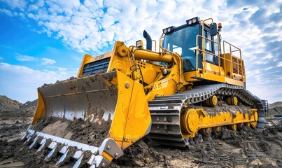 Wall Mural - A bulldozer on a construction site