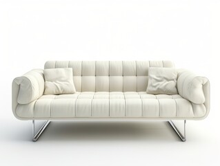 Modern textile sofa on isolated white background.