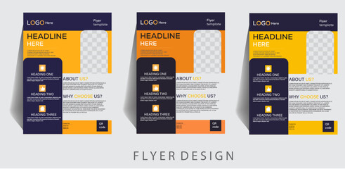 A bundle of 3 flyer template ,corporate business flyer template design set with marketing,promotion,advertise,publication.