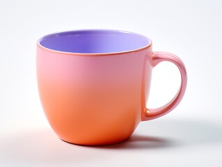 A vibrant pink ombre coffee mug sits on a plain white background.