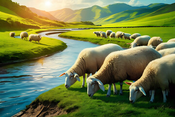 Canvas Print - sheep on the hill