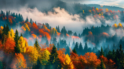 Sticker - autumn landscape in the mountains