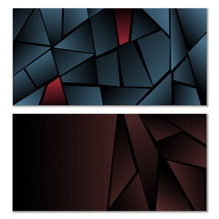 Abstract polygonal pattern. Set of two dark gradient polygonal backgrounds. Background design, cover, postcard, banner, wallpaper