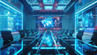 © Pavithiran - Futuristic Conference Room: A modern conference room equipped with the latest technology for business presentations and video conferencing. Generative AI