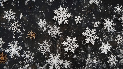 Wall Mural - white snowflakes against a dark backdrop