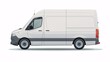 © Saran - Side view of a modern delivery van, isolated on a white background, showcasing a short-base cargo minibus with sleek design and clean lines