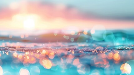 Wall Mural - Abstract blur light on sea and ocean, clear water close up colorful background.