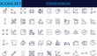 © mou - Dimension, area and perimeter measure concept editable stroke outline icons set isolated on white background flat vector illustratio
