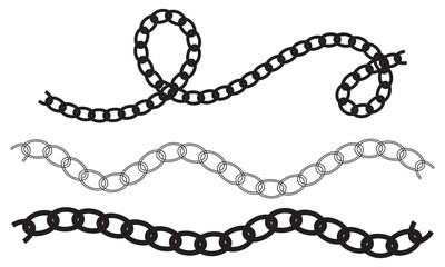 Vector illustration of chain pattern set of braided ropes in white background. Link icon. eps 10