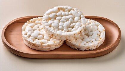 Wall Mural - puffed rice cake chips from above isolated on white background healthy snack