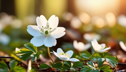 Wall Mural - close up little white flower in nature