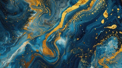 Wall Mural - abstract art background in shades of blue and gold