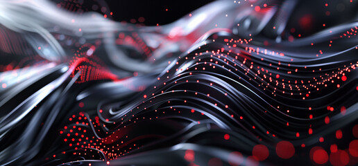 Wall Mural - Abstract Tech Background with Black Lines and Red Dots
