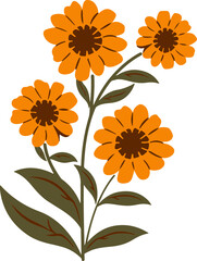 Wall Mural - Vector Illustration of Orange Flowers Representing Growth and Vitality