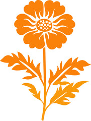 Wall Mural - Orange Floral Silhouette Conveying Growth and Vitality with Copy Space