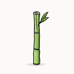 Wall Mural - Cartoon Bamboo with Leaves, Simplicity, and Growth Concept with Copy Space