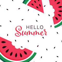 Wall Mural - Summer sale and cute Watermelon Slice Popsicle with a bite, Vector illustration. Summer sale with Cute Watermelon Slice with a bite, vector illustration.