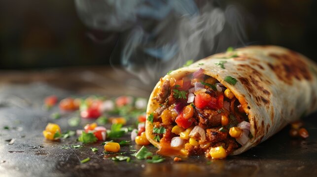 Delicious Burrito Filled With Colorful Vegetables