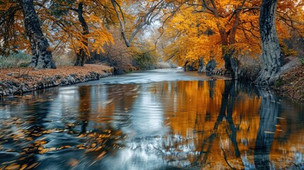 trees with stunning appearance beside the flowing water